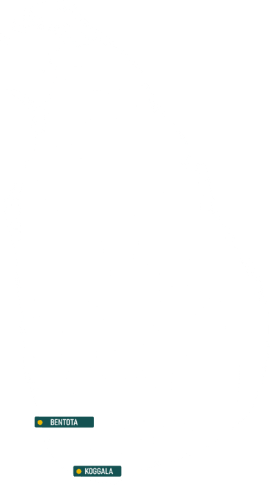 Sri Lanka with Bentota and Koggala pinned