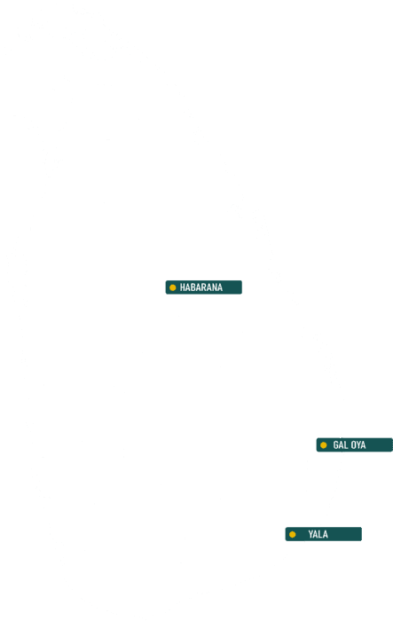 Sri Lanka with Habarana, Gal Oya and Yala pinned