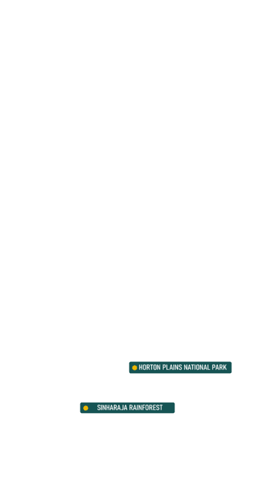 Sri Lanka with Horton Plains and the Sinharaja rainforest pinned