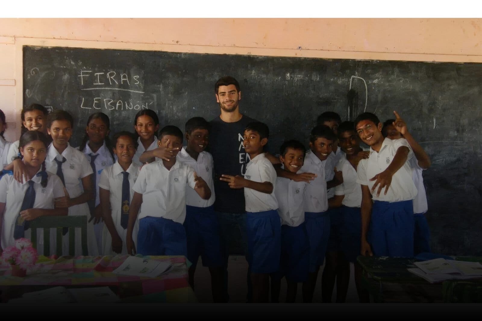 A volunteer teaching a class