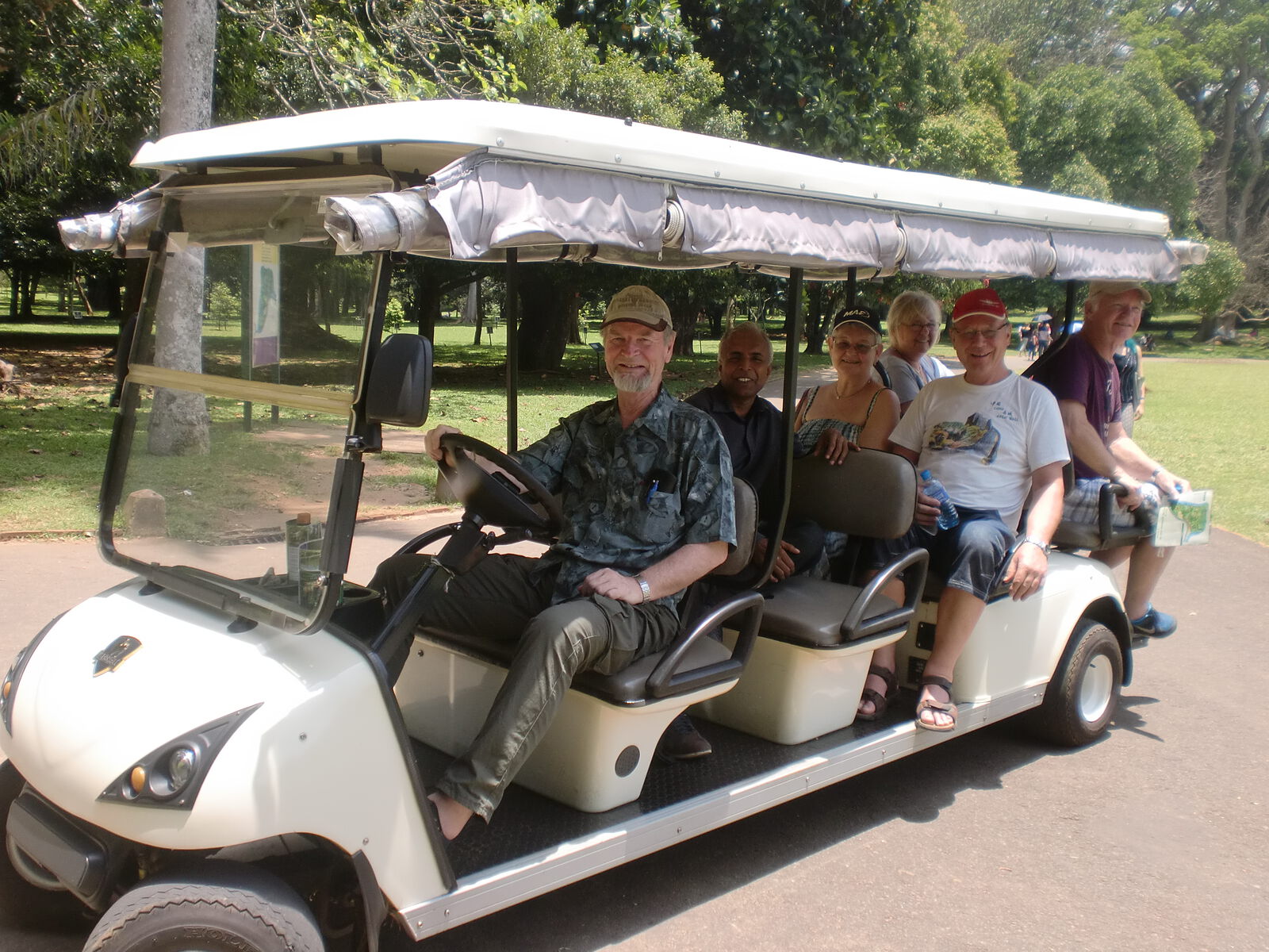 Crossing the botanical gardens in a buggy