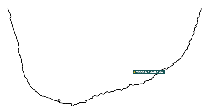 The deep south with Tissamaharama marked